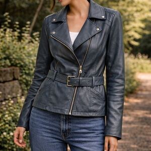 Guess Women's Charcoal Leather Jacket